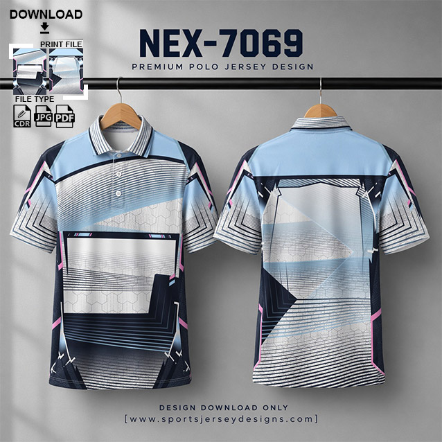 NEX-7069 WHITE AND BLUE SPORTSWEAR SUBLIMATION JERSEY DESIGN